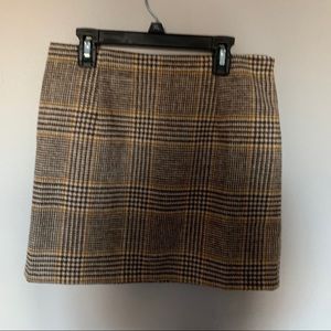 plaid brown mini skirt
